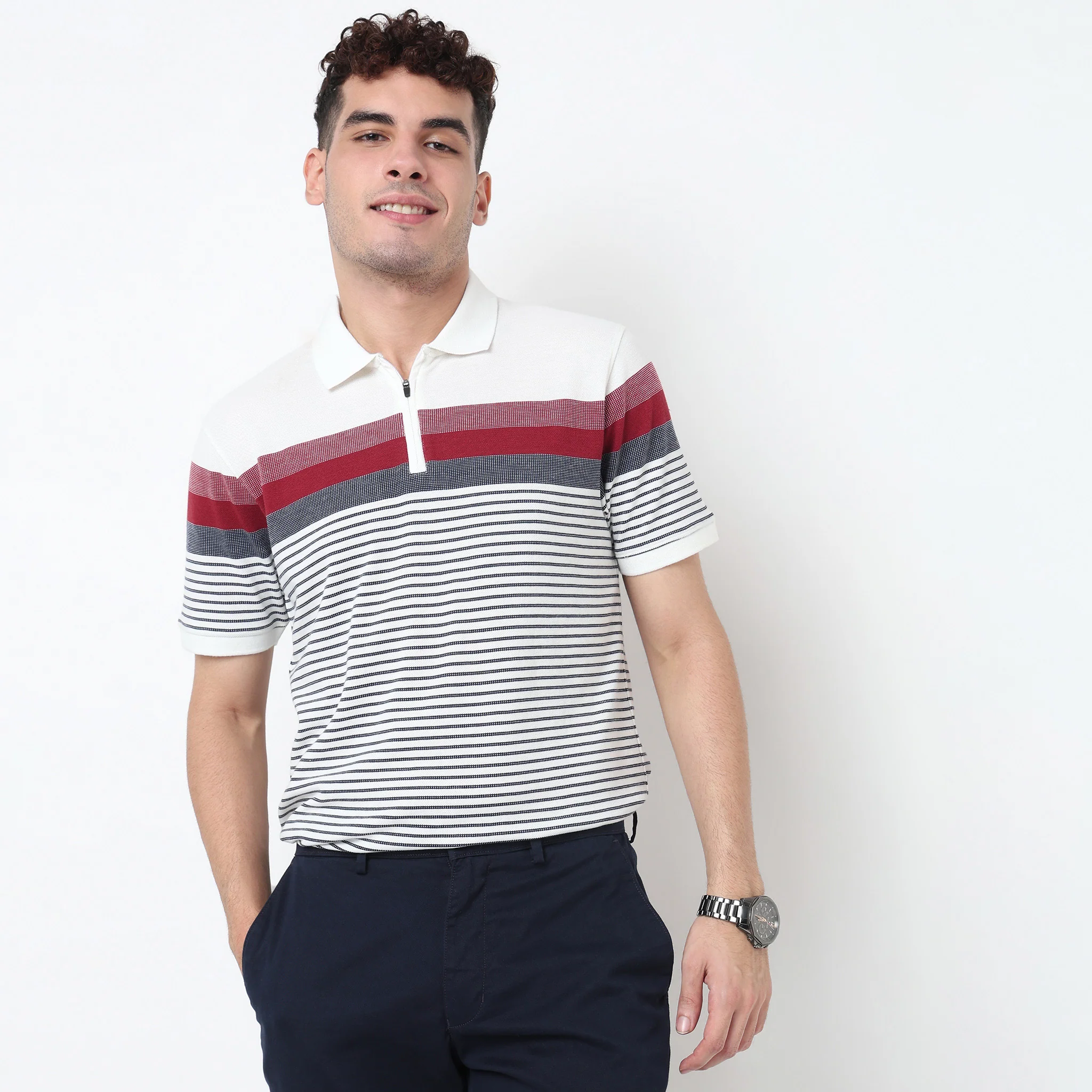 Striped Weekend Polo T-Shirt - Image 2