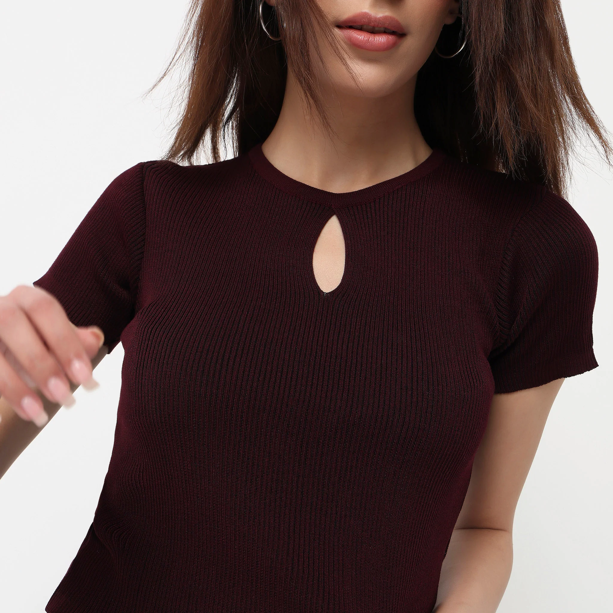 Structured Cropped Flatknit Sweater - Image 4