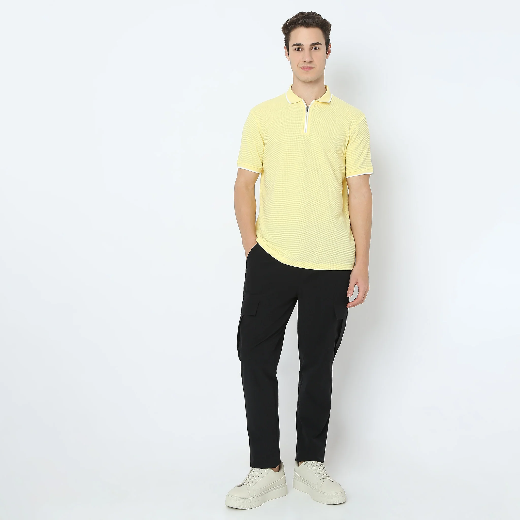 Smart Polo™ - Micro Waffle Knit Structure With modern Tipping and Zip Neck - Image 12