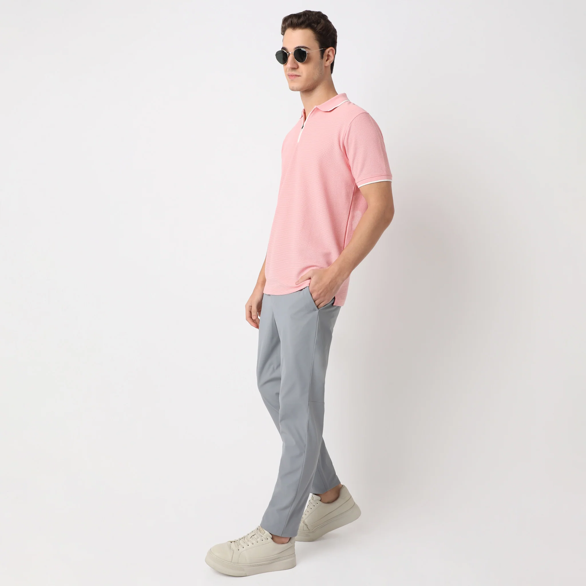 Smart Polo™ - Micro Waffle Knit Structure With modern Tipping and Zip Neck - Image 16