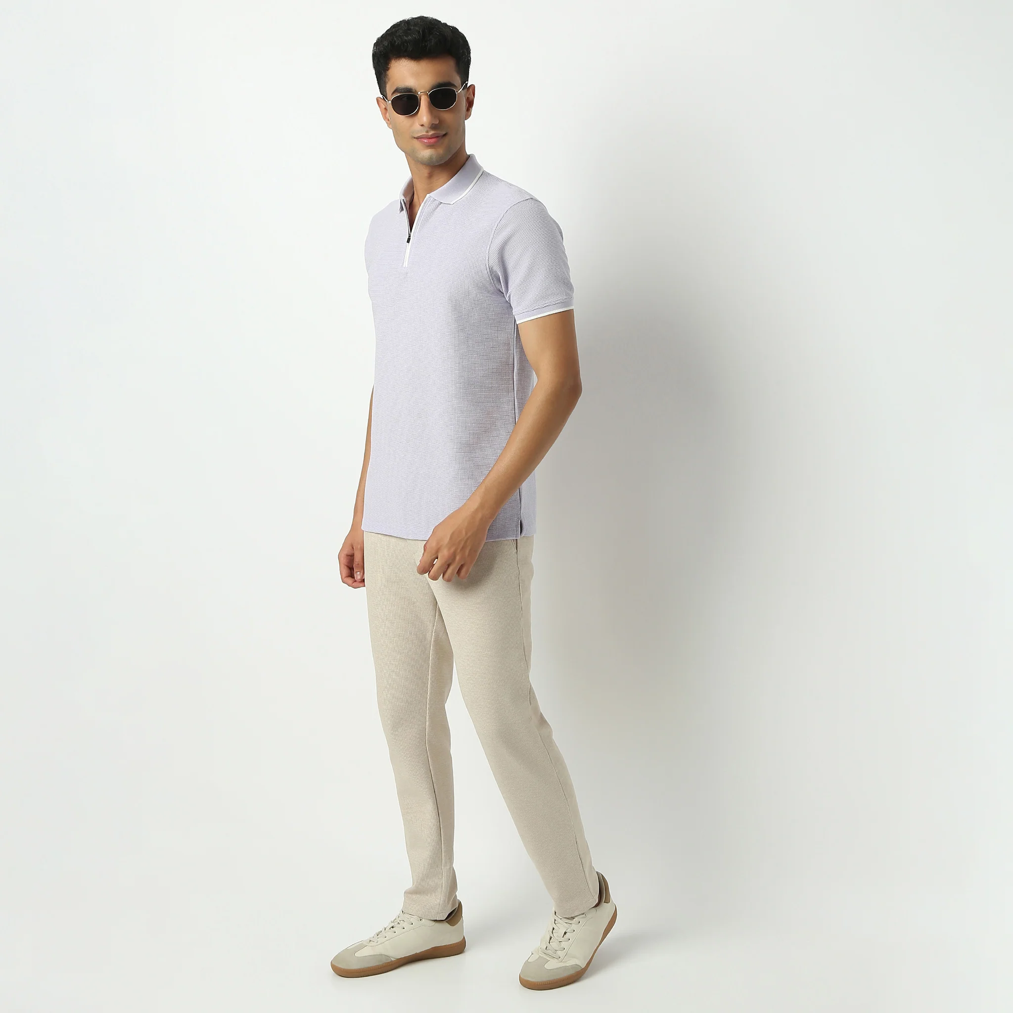 Smart Polo™ - Micro Waffle Knit Structure With modern Tipping and Zip Neck - Image 26