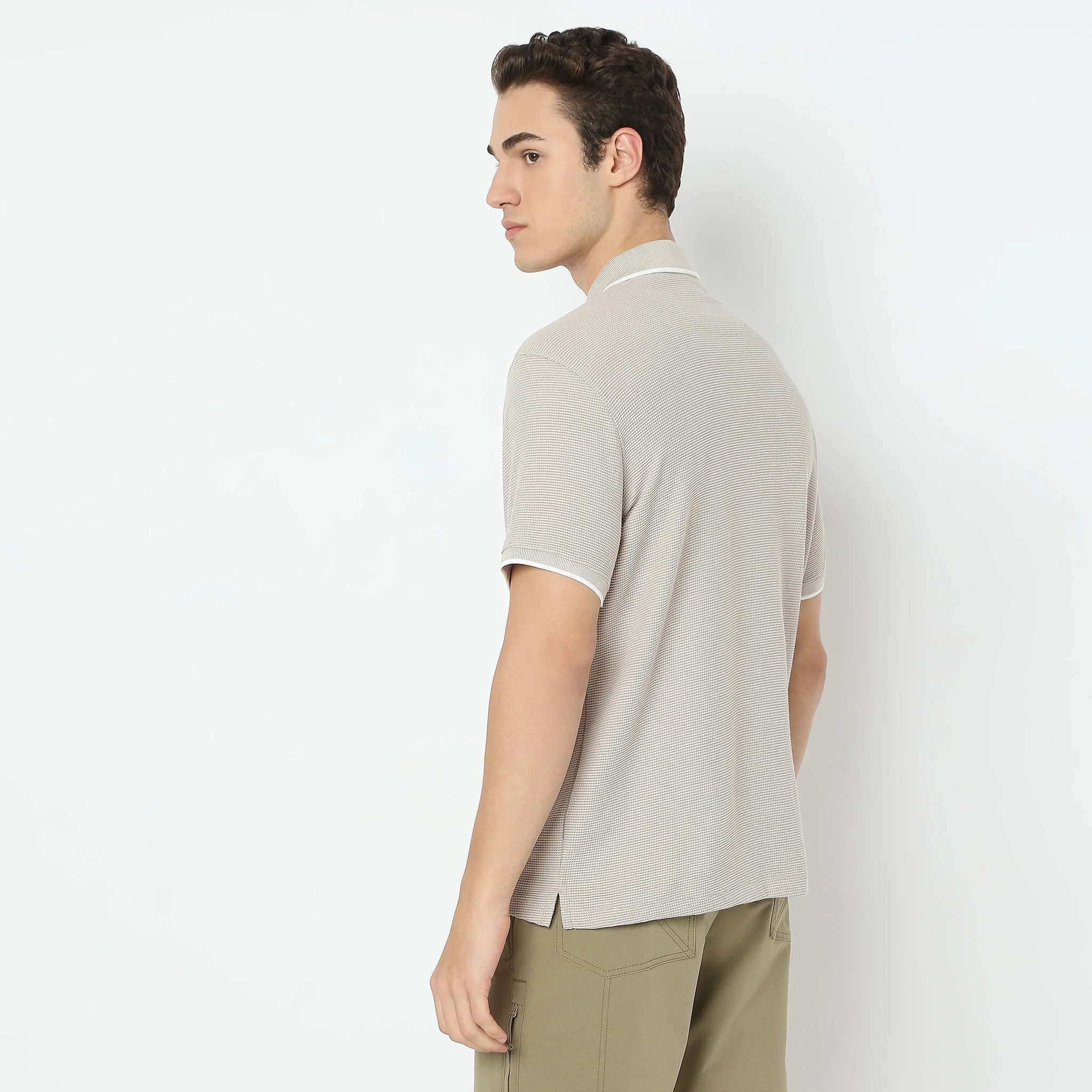 Smart Polo™ - Micro Waffle Knit Structure With modern Tipping and Zip Neck - Image 3