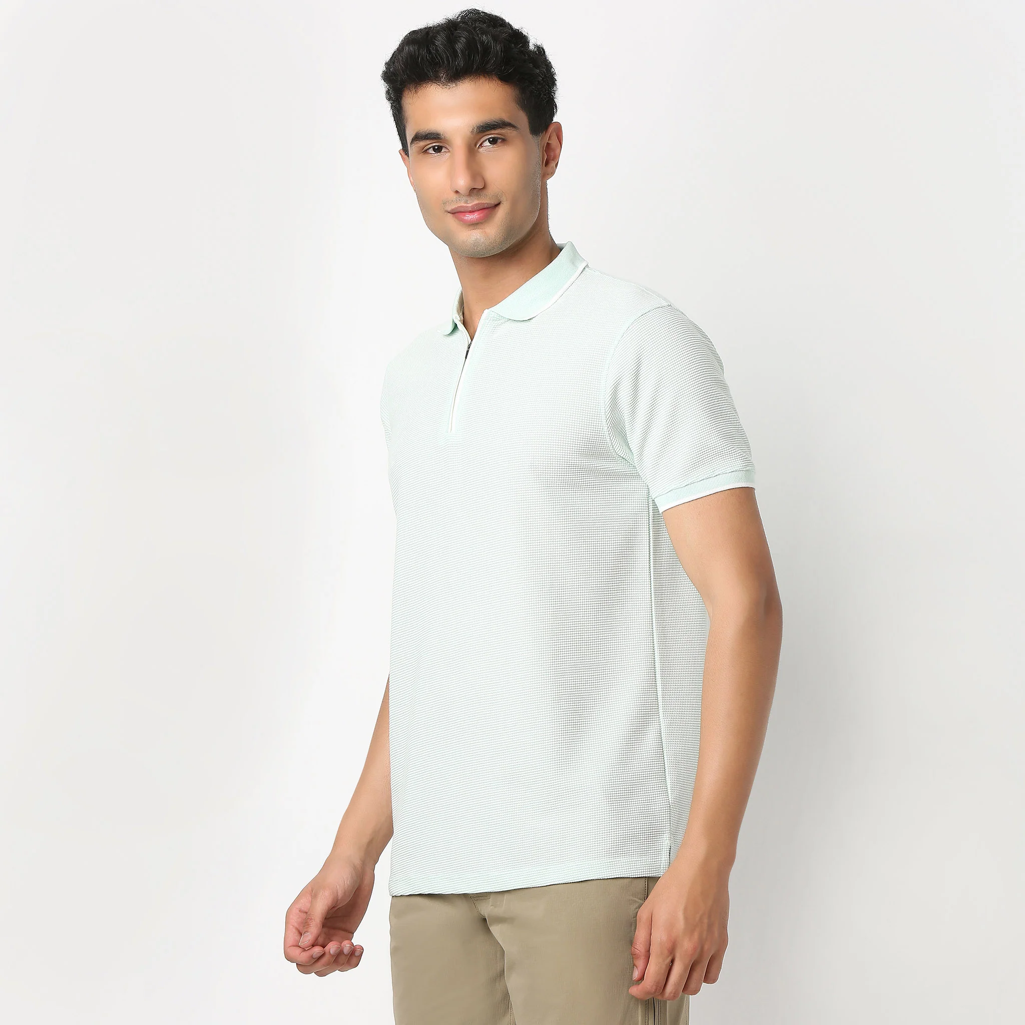 Smart Polo™ - Micro Waffle Knit Structure With modern Tipping and Zip Neck - Image 34