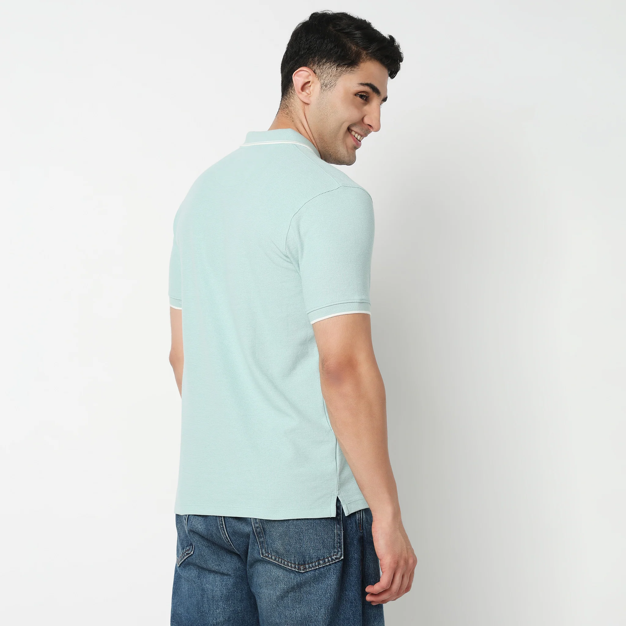 Smart Polo 2.0 Structured Knit with Trim-Zip Neck T-Shirt - Image 19