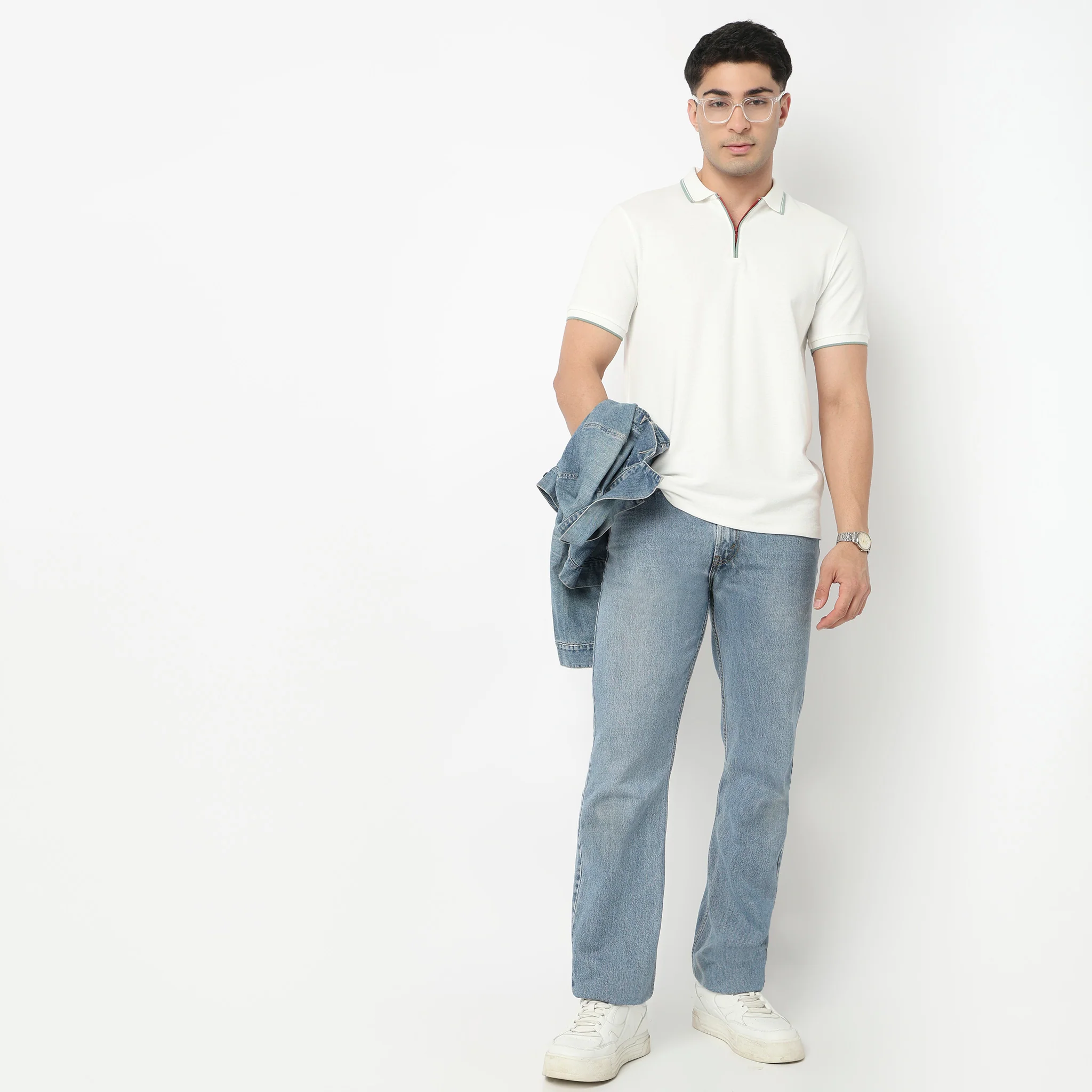 Smart Polo 2.0 Structured Knit with Trim-Zip Neck T-Shirt - Image 21