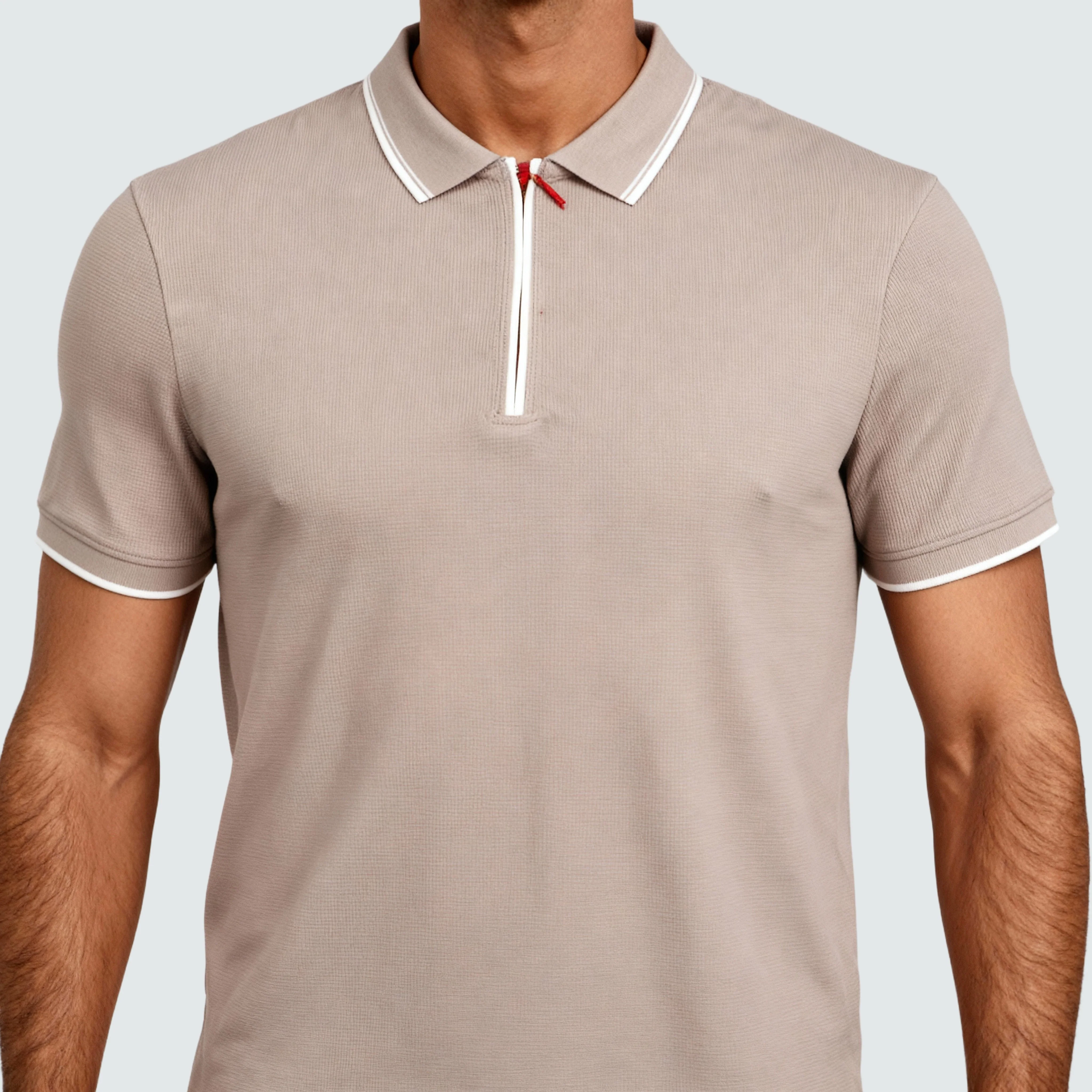 Smart Polo 2.0 Structured Knit with Trim-Zip Neck T-Shirt - Image 29
