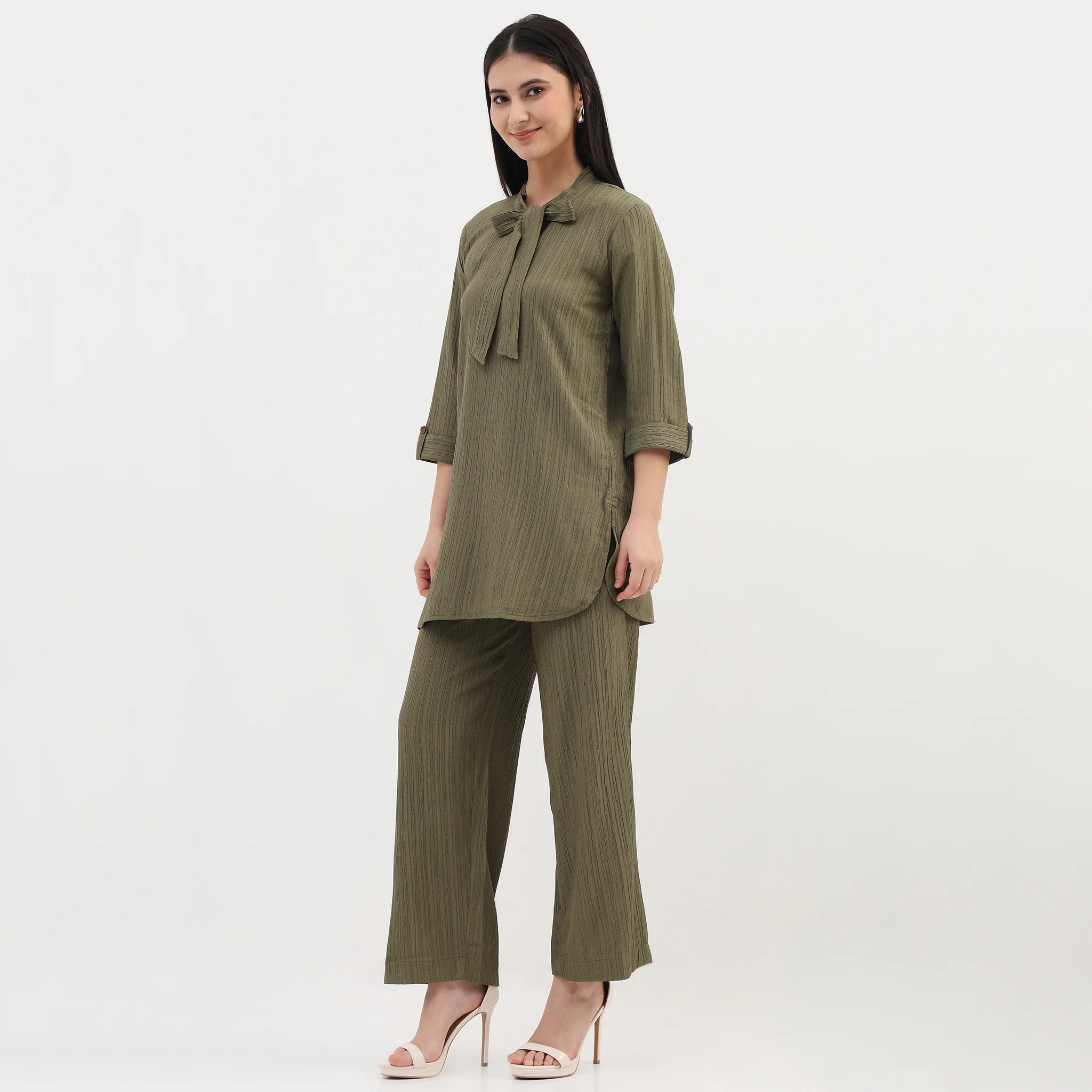 Structured Tie-Up Kurta with Pant Set - Image 5