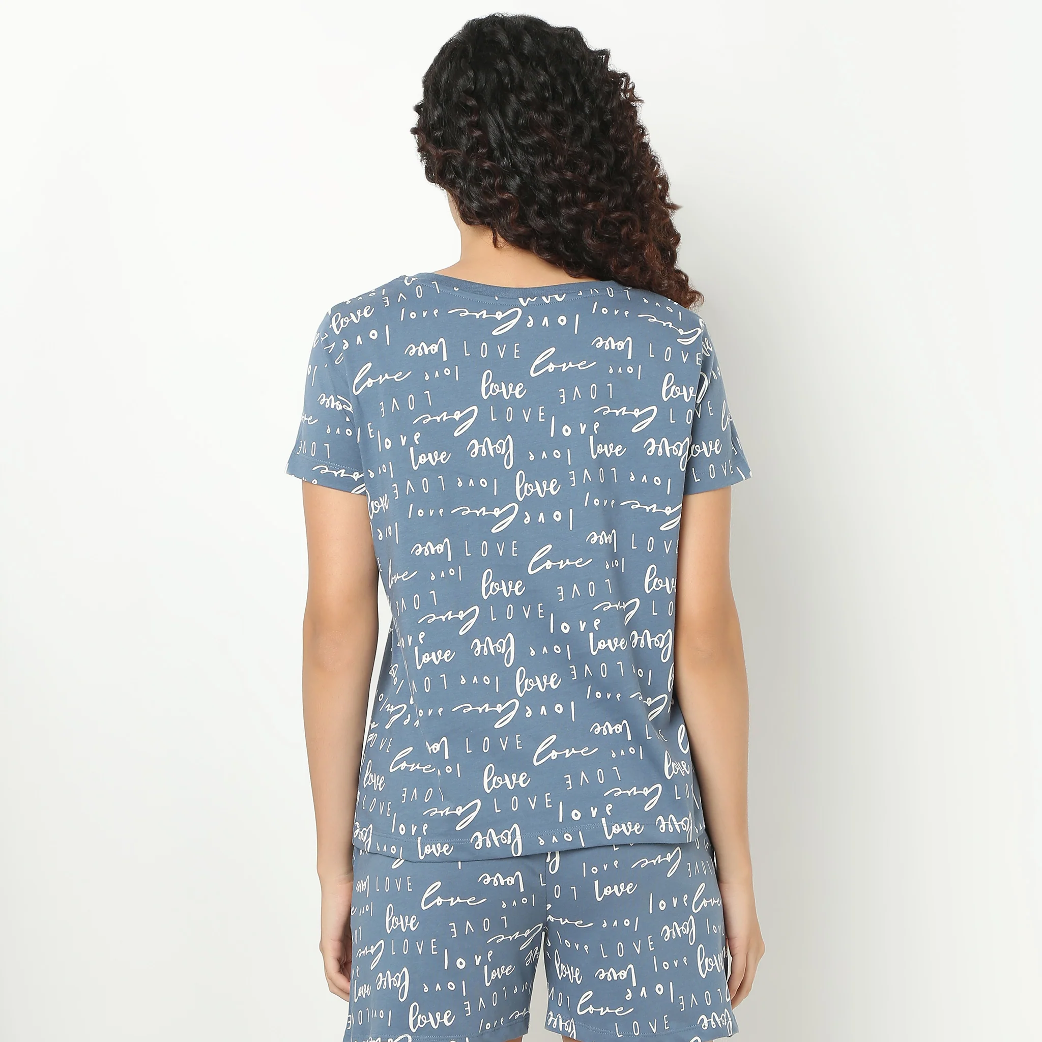 Text Print Crew Neck Loungewear T-Shirt - Image 3