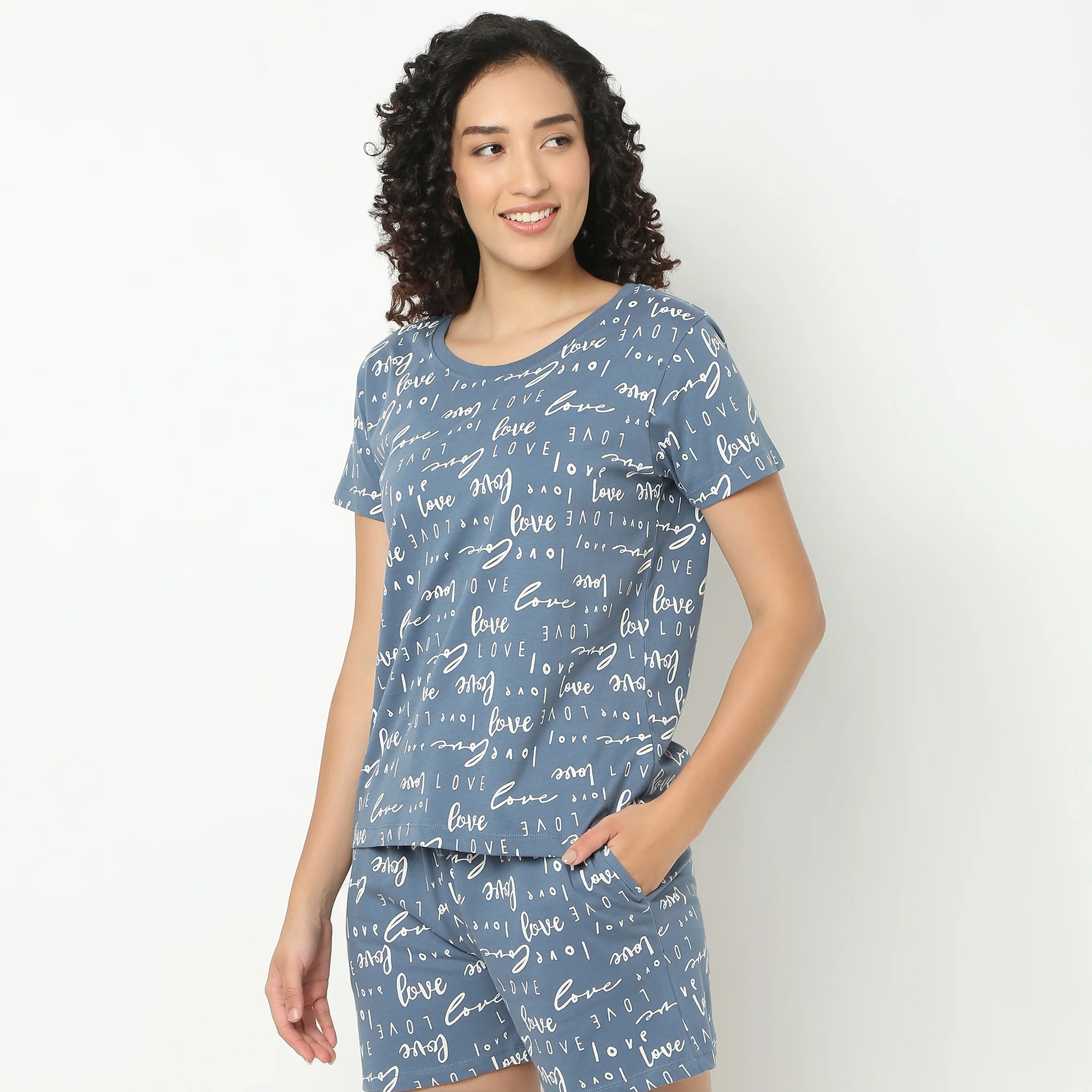Text Print Crew Neck Loungewear T-Shirt - Image 5