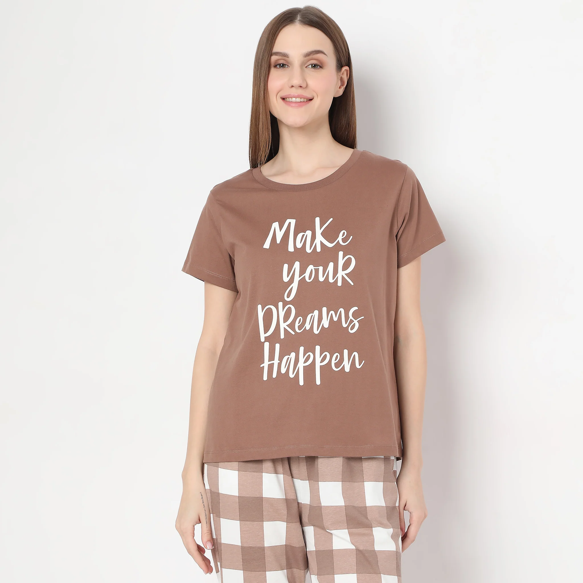 Text Print Straight Lounge T-Shirt - Image 2