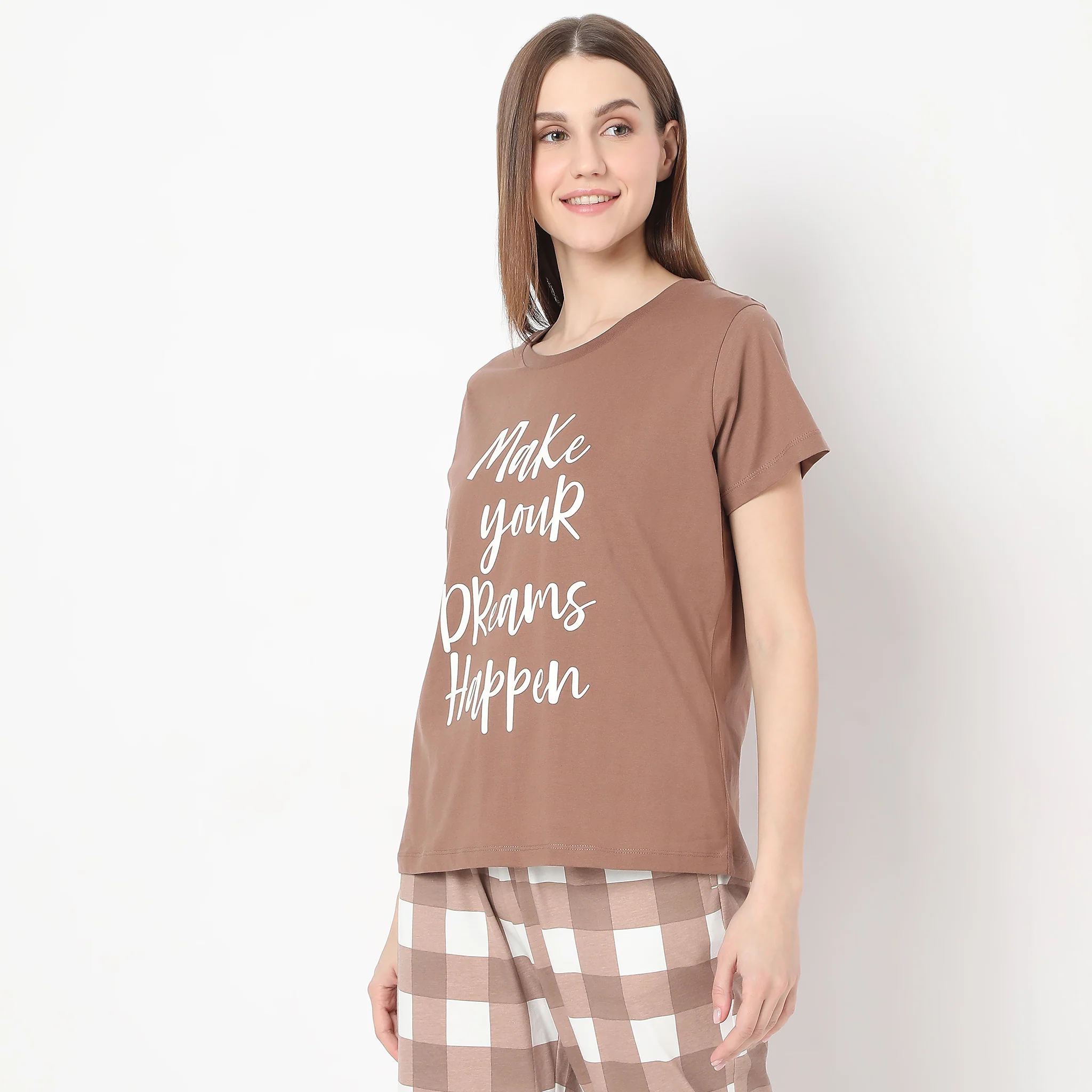 Text Print Straight Lounge T-Shirt - Image 5