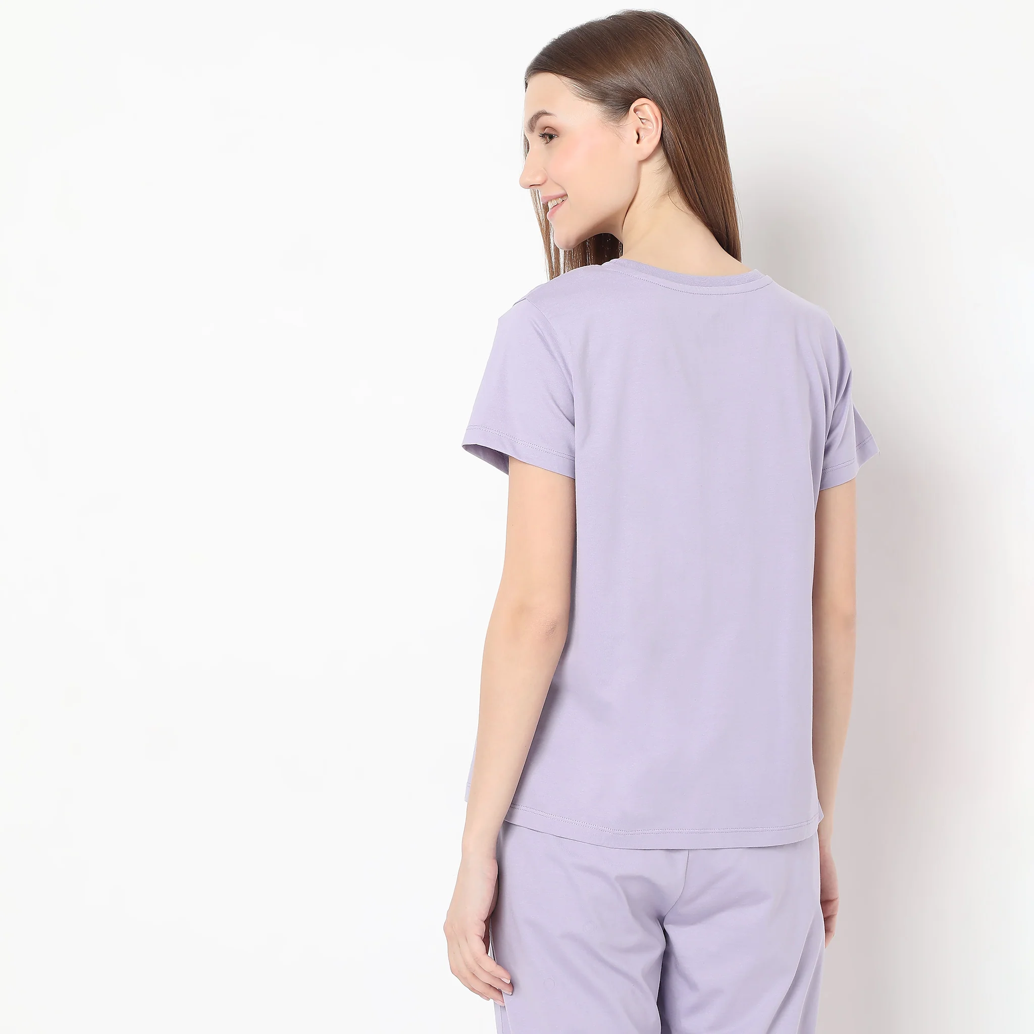 Text Print Straight Lounge T-Shirt - Image 3