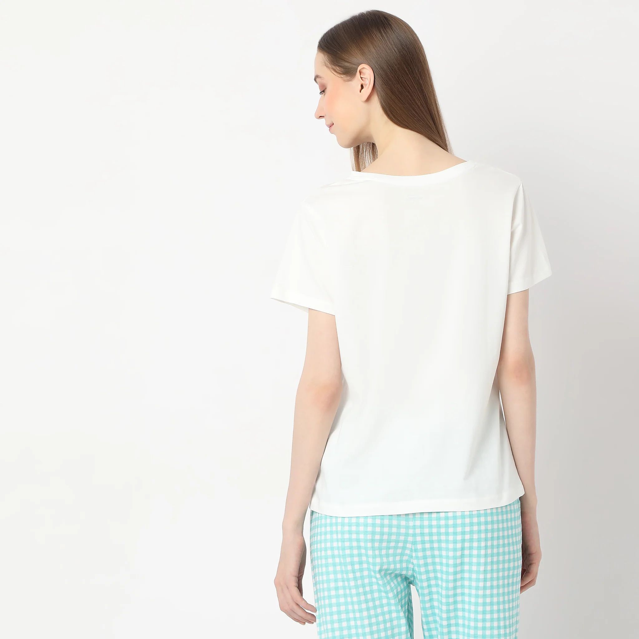 Text Print Straight Lounge T-Shirt - Image 3
