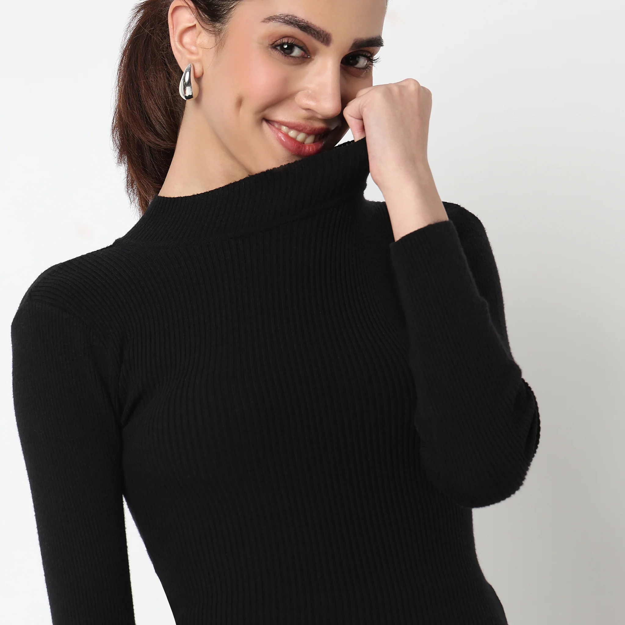 Turtle Neck Flat Knit Top - Image 4