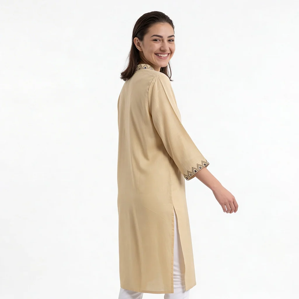 V-Neck A-Line Straight Kurta - Image 3