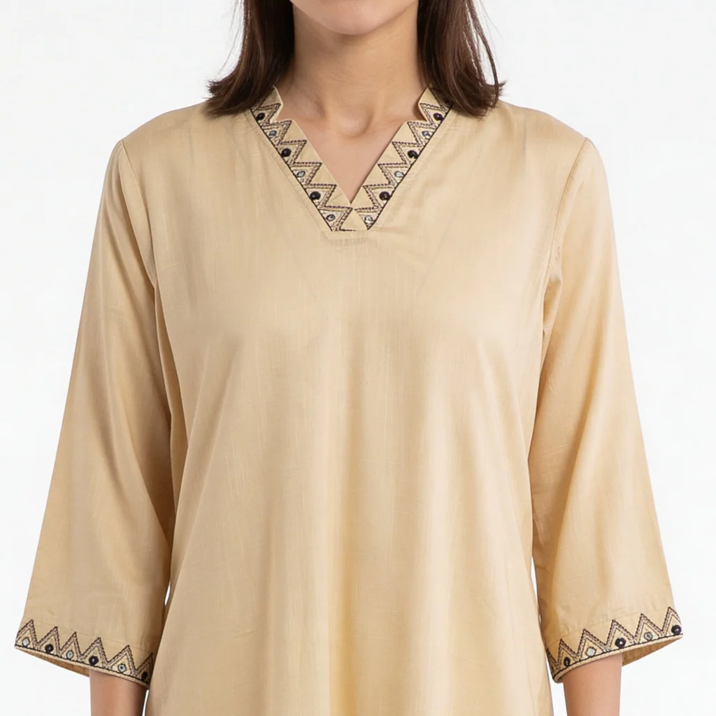 V-Neck A-Line Straight Kurta - Image 4