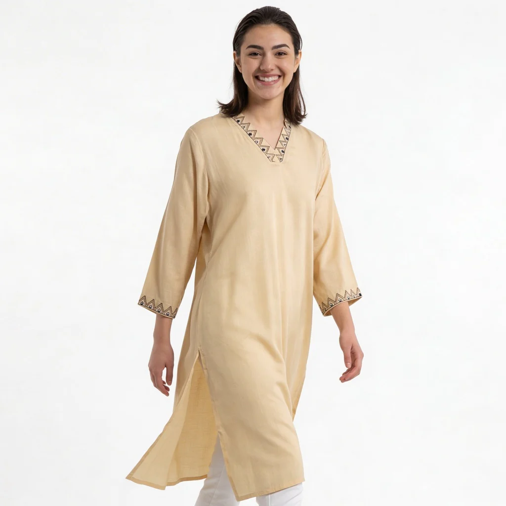V-Neck A-Line Straight Kurta - Image 5