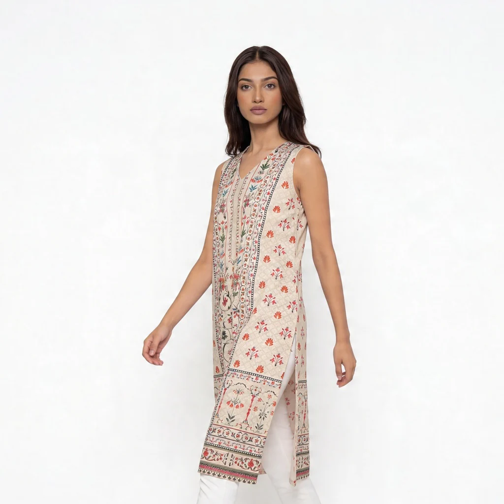 V-Neck Embroidered Kurta - Image 5