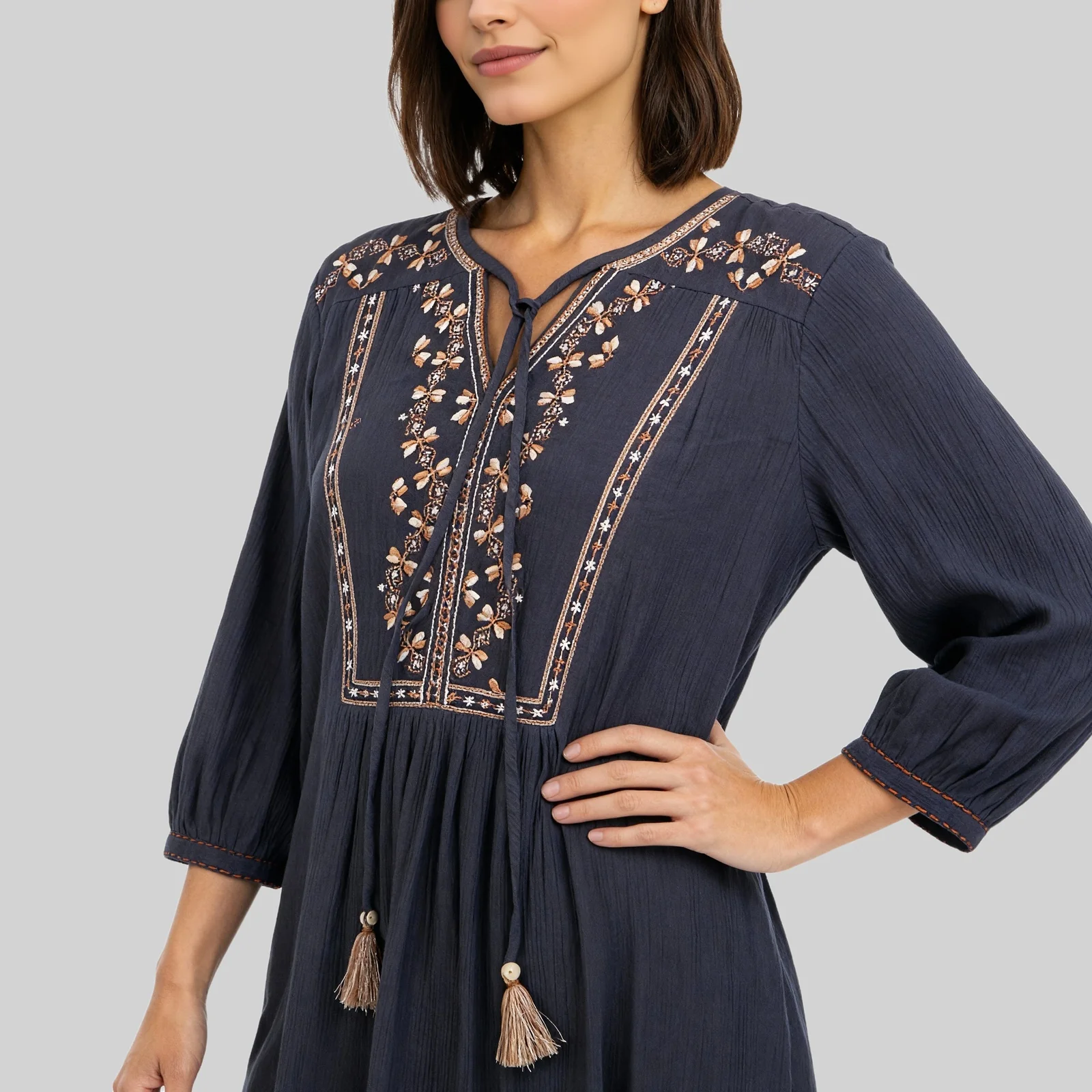 V-Neck Embroidered Tunic - Image 4