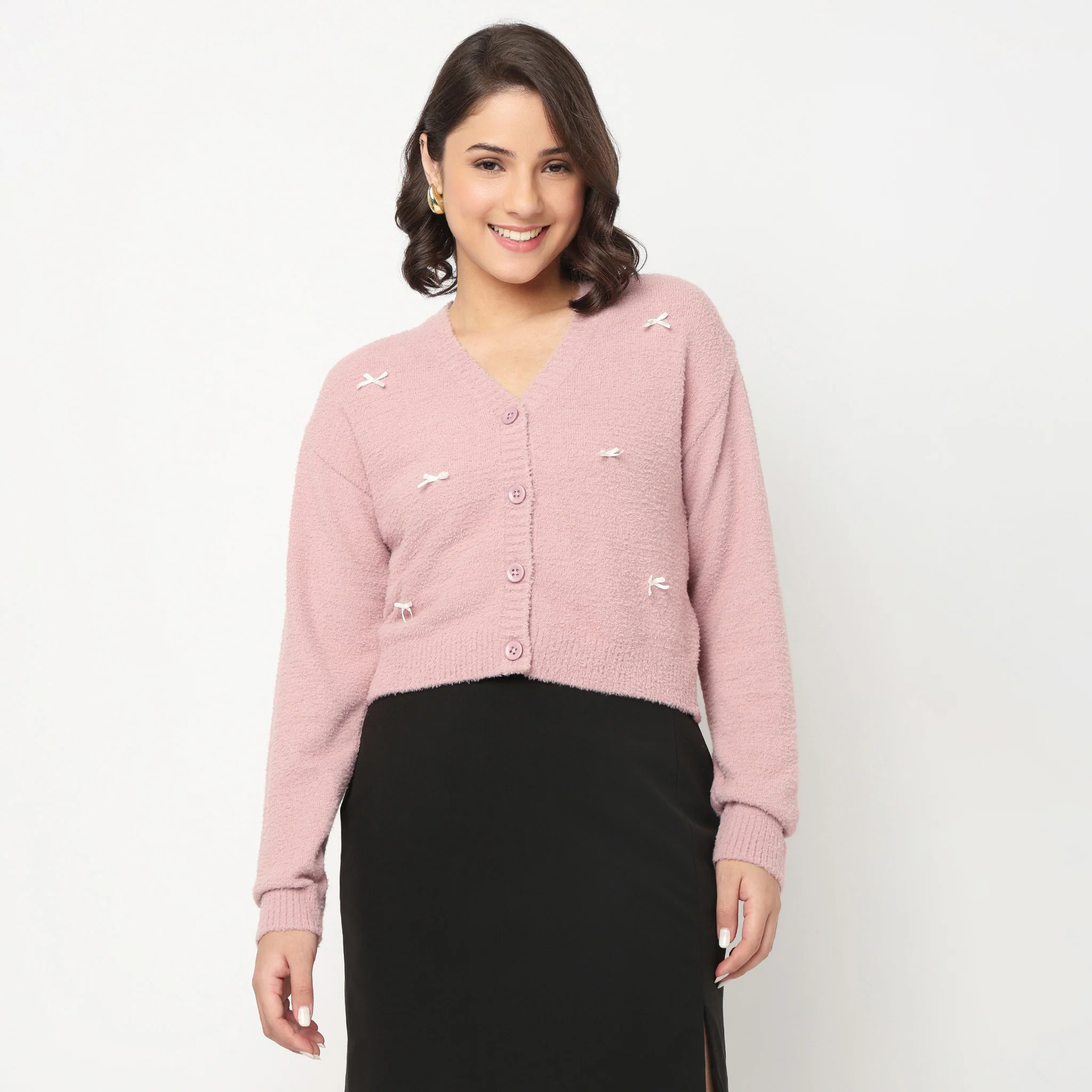 V-Neck Flat Knit Top - Image 2