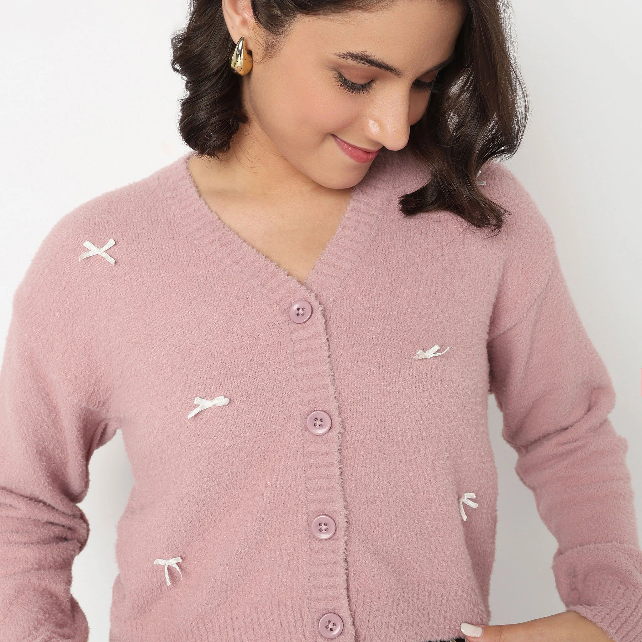 V-Neck Flat Knit Top - Image 4