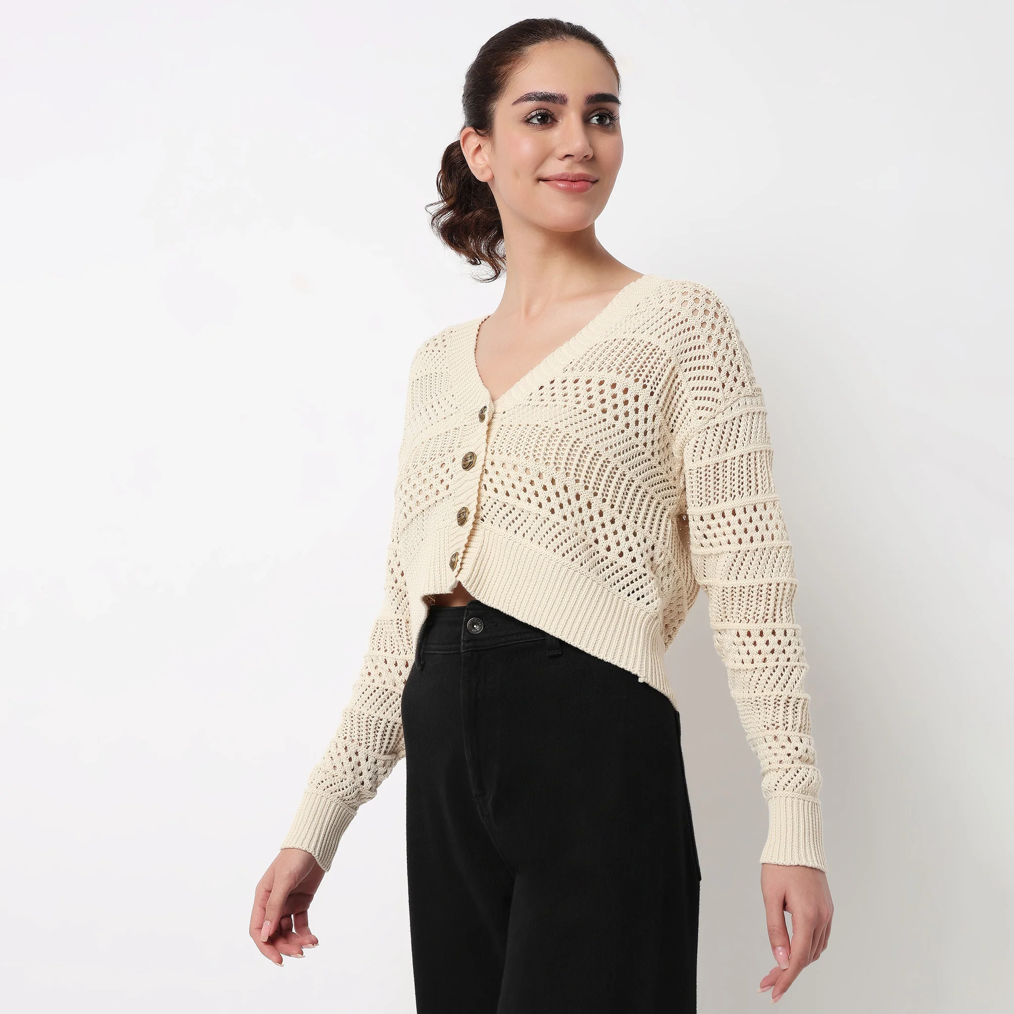 V-Neck Flat Knit Top - Image 5