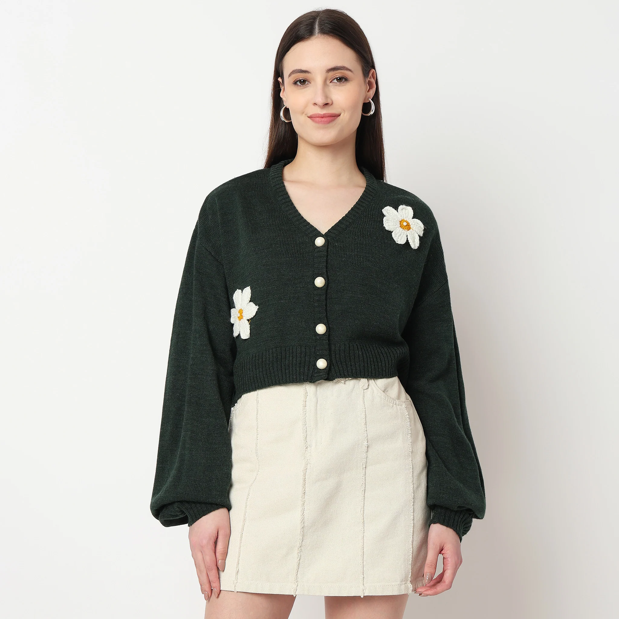 V-Neck Full Sleeve Flatknit Top - Image 2