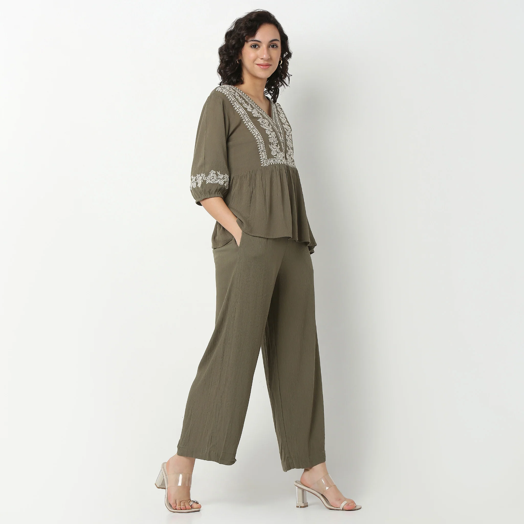 Solid Ankle Length Pants