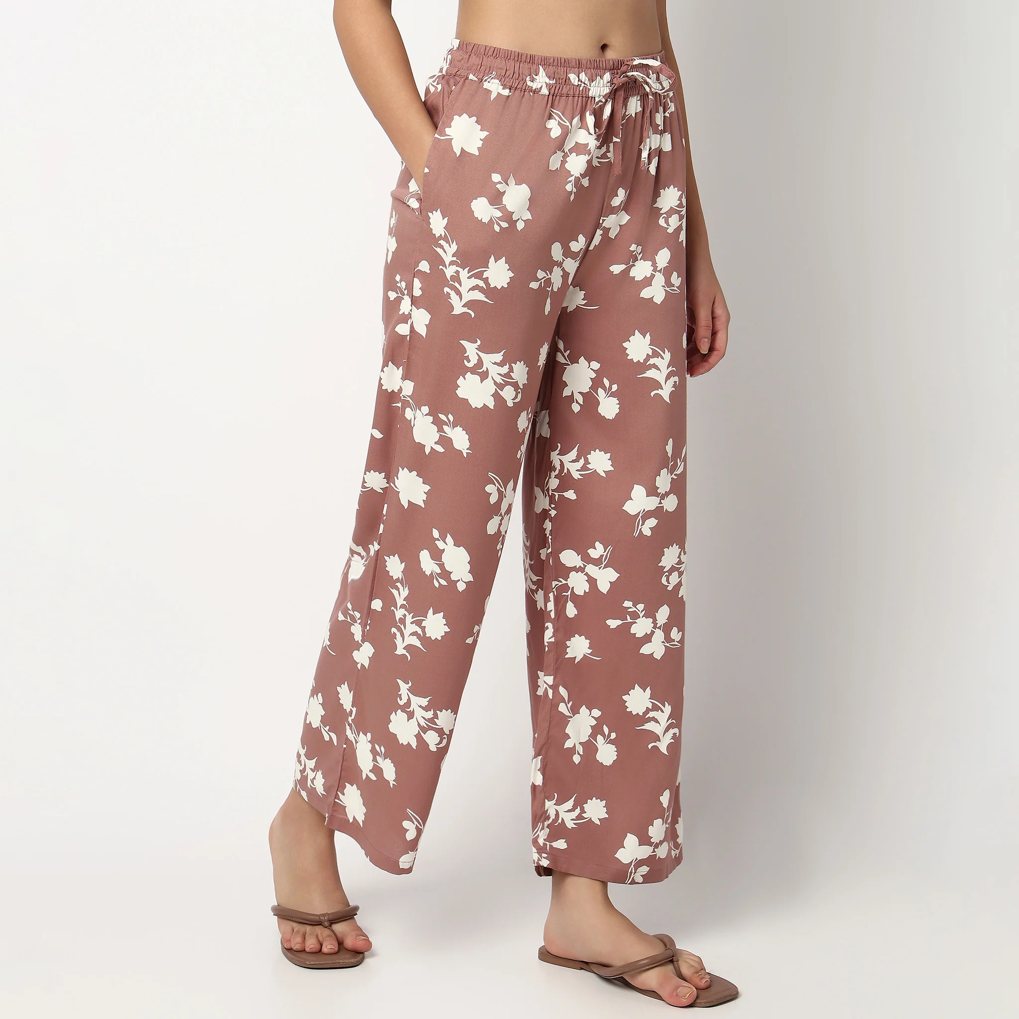 Printed Straight Sleepwear Palazzo - Image 5