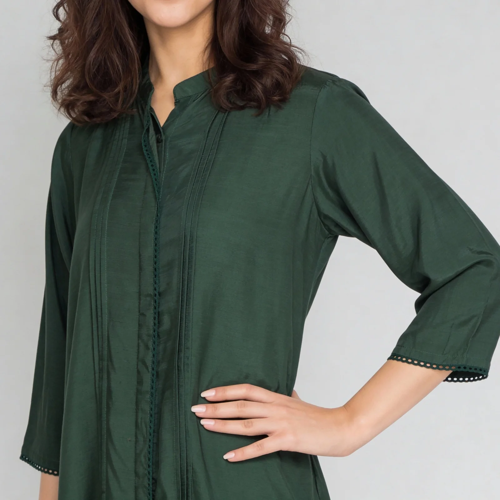 Mandarin Collar Long Kurta - Image 4