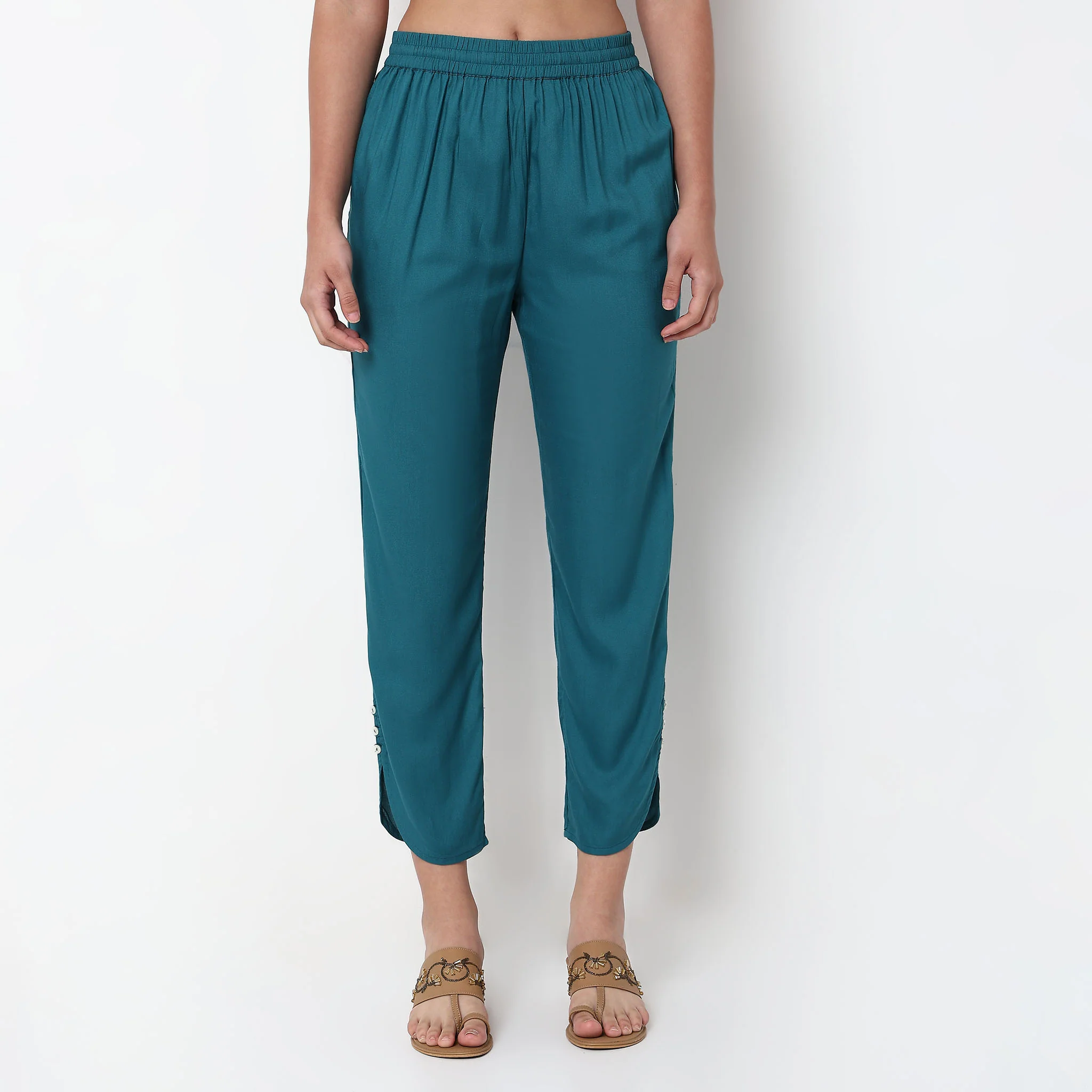 Shadow Weave Ankle Length Straight Pants - Image 2