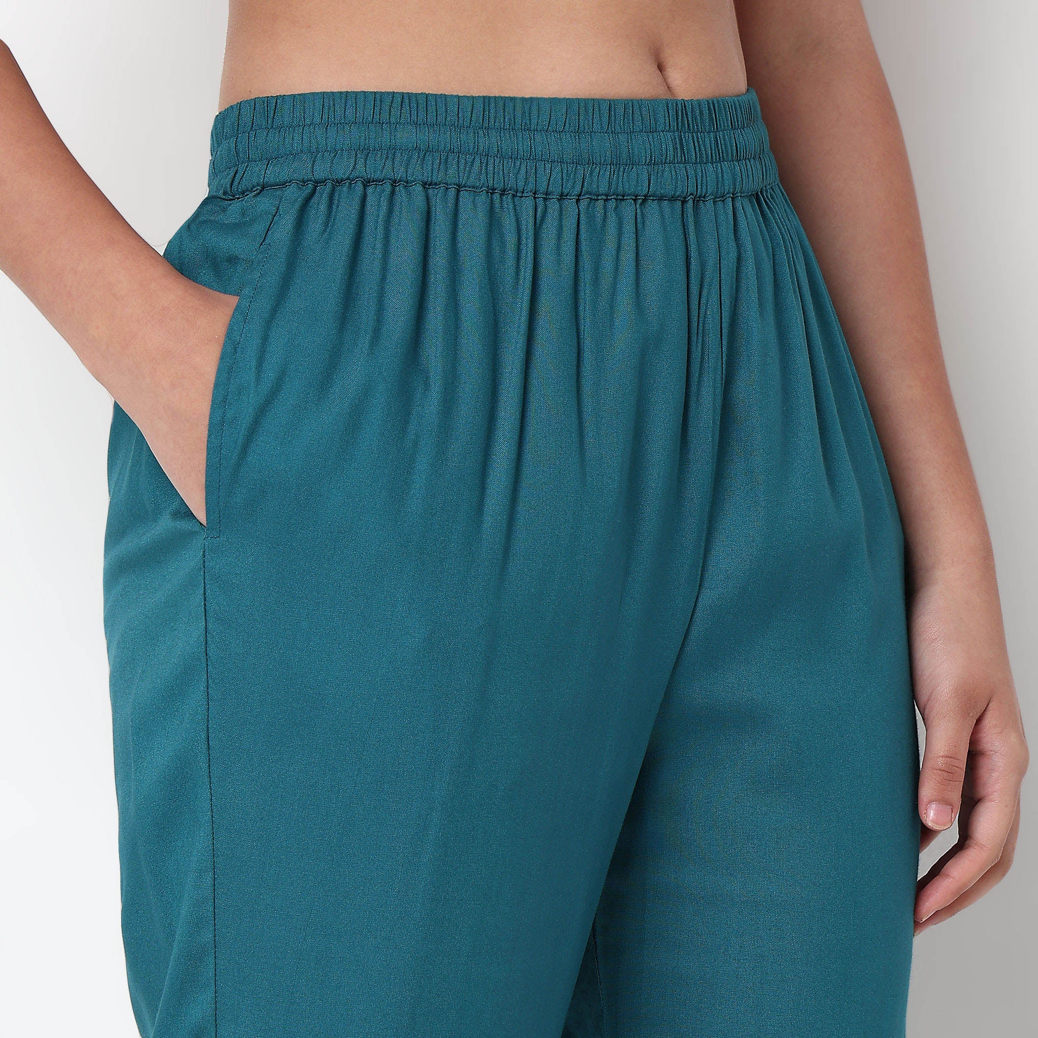 Shadow Weave Ankle Length Straight Pants - Image 4