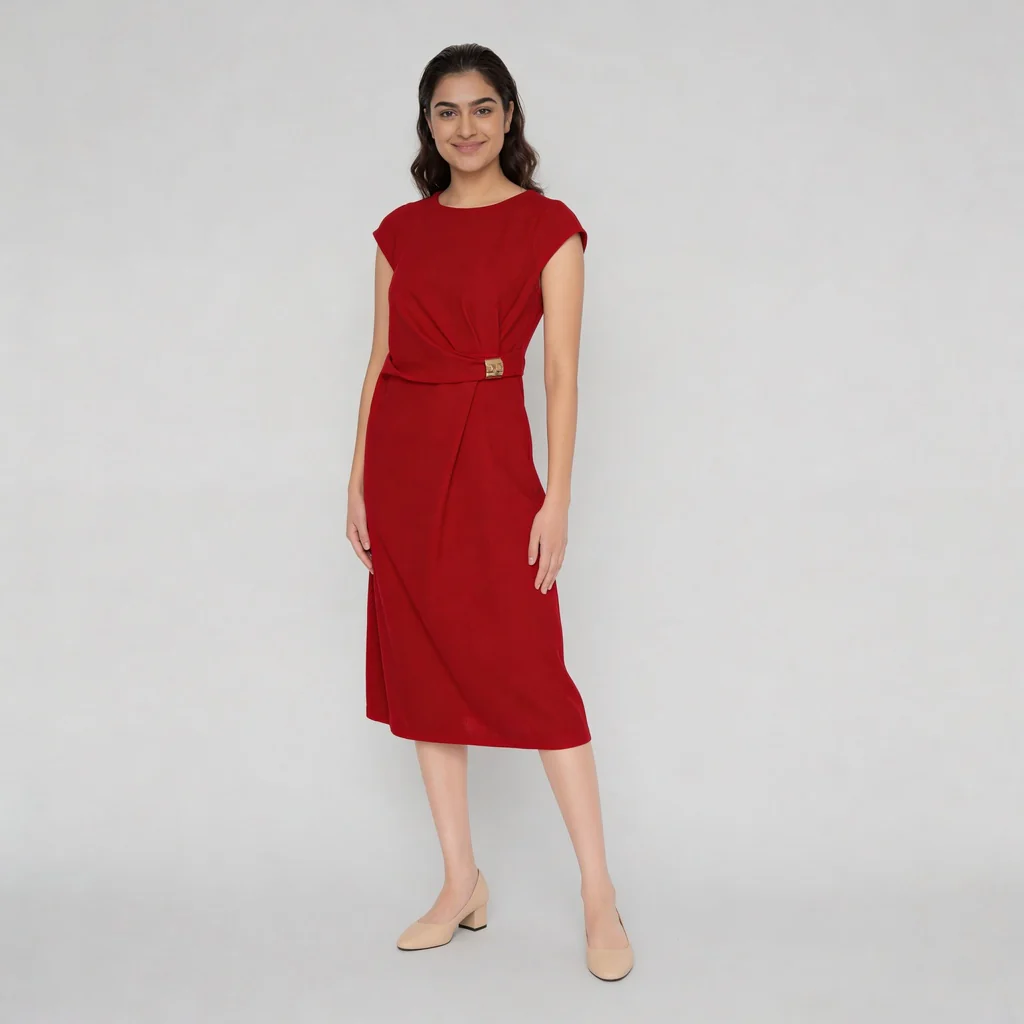 Woven Cap Sleeve Dress - Image 2
