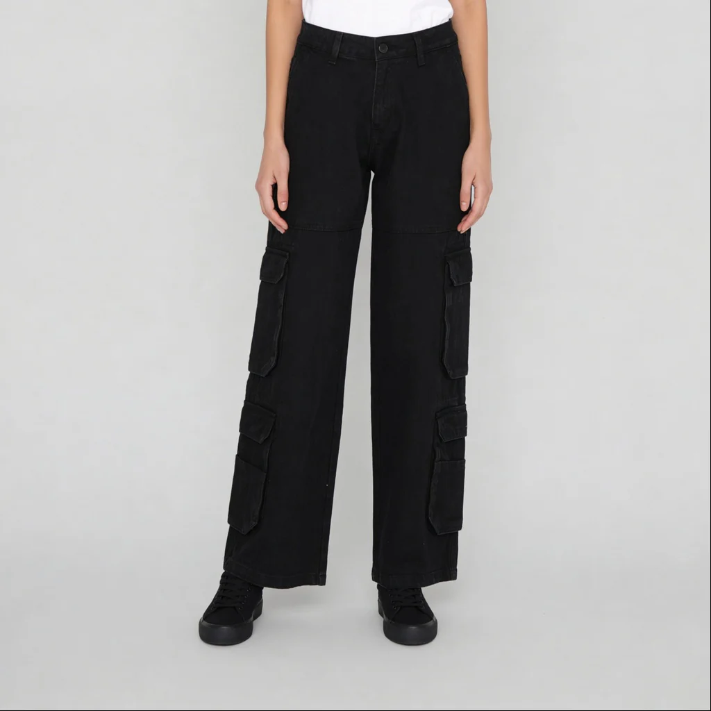 Woven Low Rise Utility Cargo Fit Jeans - Image 2