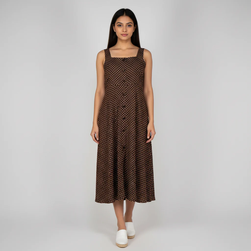 Woven Polka Dot Strappy Dress