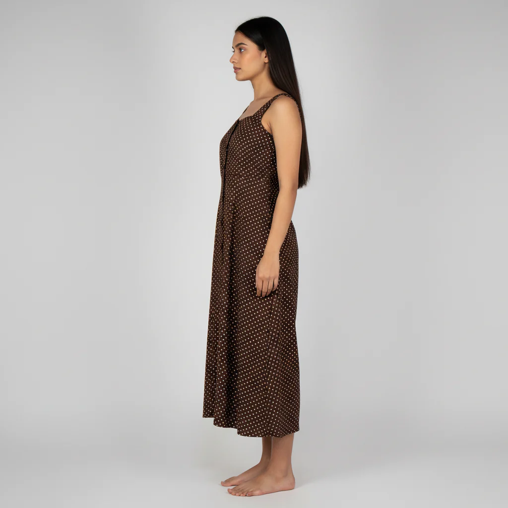 Woven Polka Dot Strappy Dress - Image 2