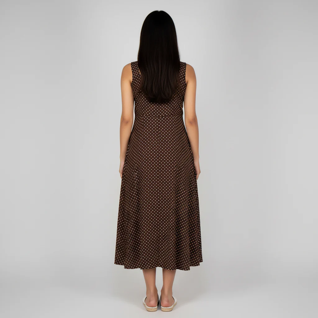 Woven Polka Dot Strappy Dress - Image 3