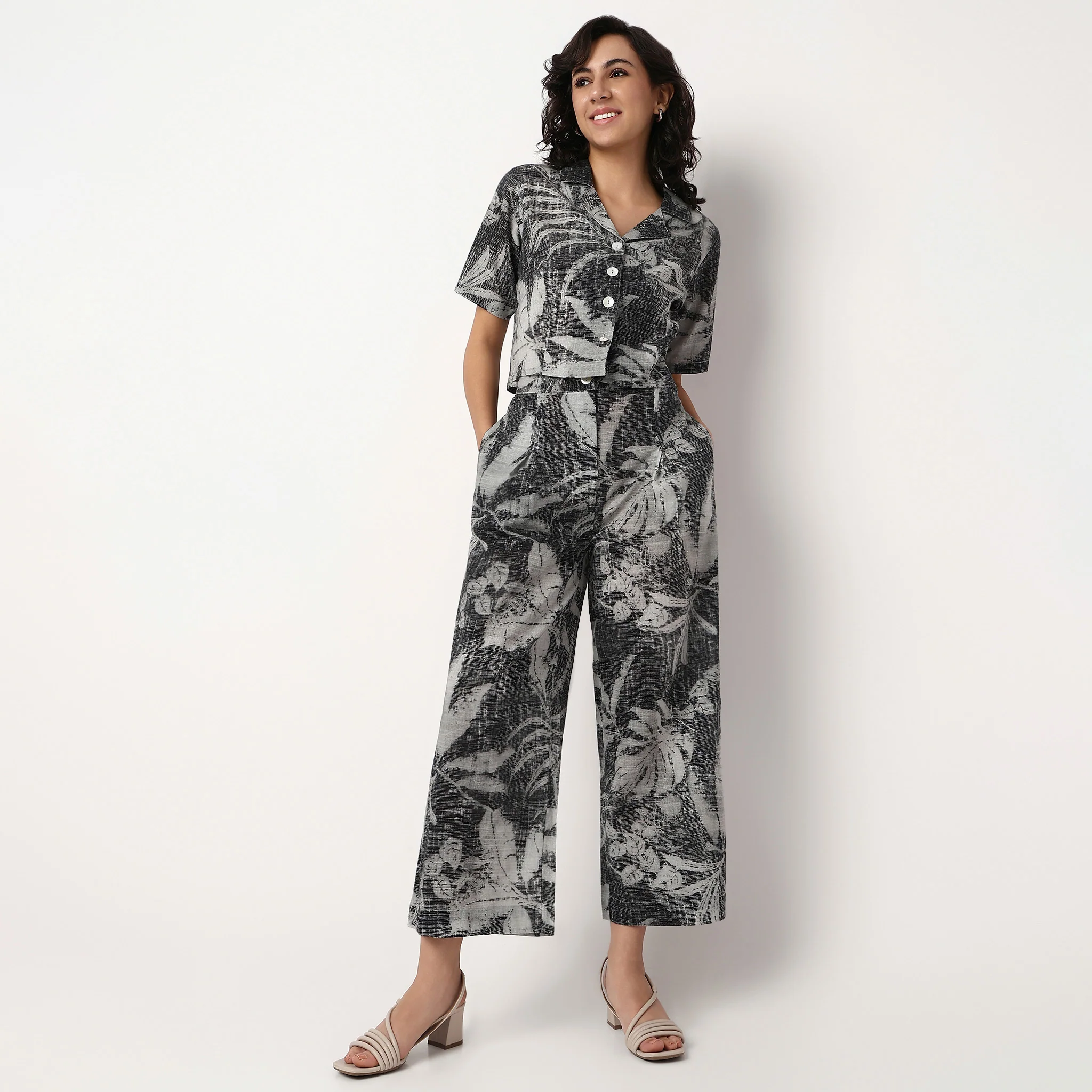 Printed Flared Cotton Palazzos