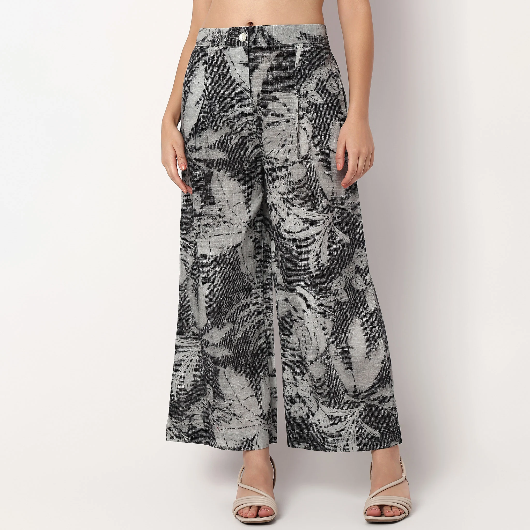 Printed Flared Cotton Palazzos - Image 2