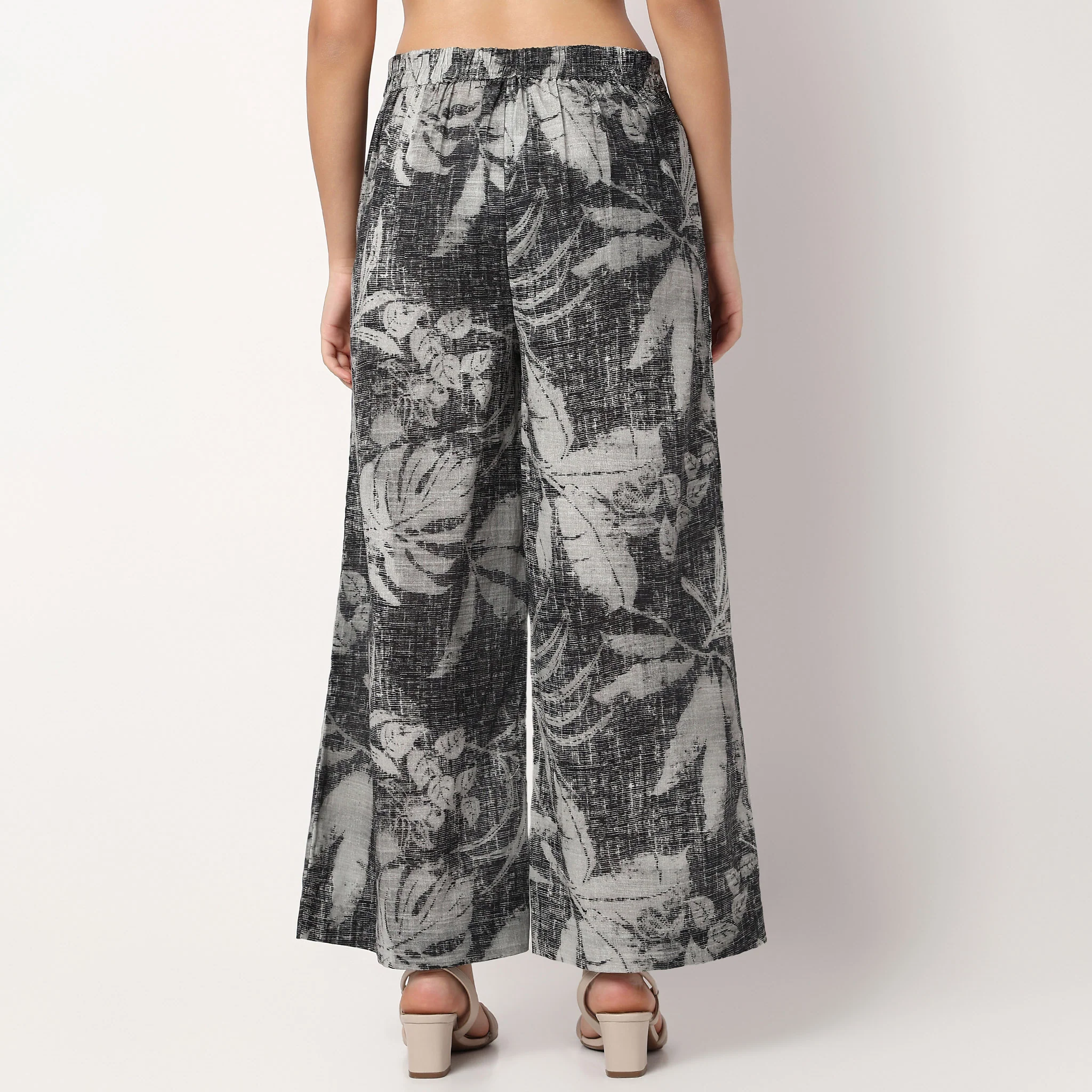 Printed Flared Cotton Palazzos - Image 3