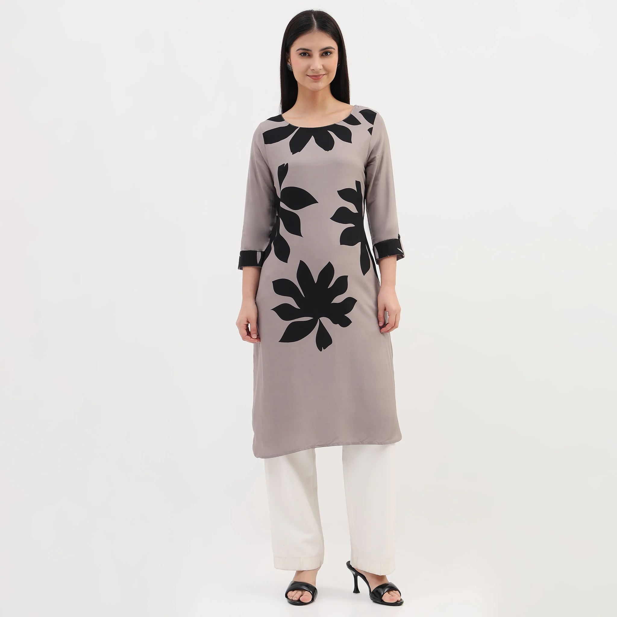 Woven Printed Straight Kurta - Image 2