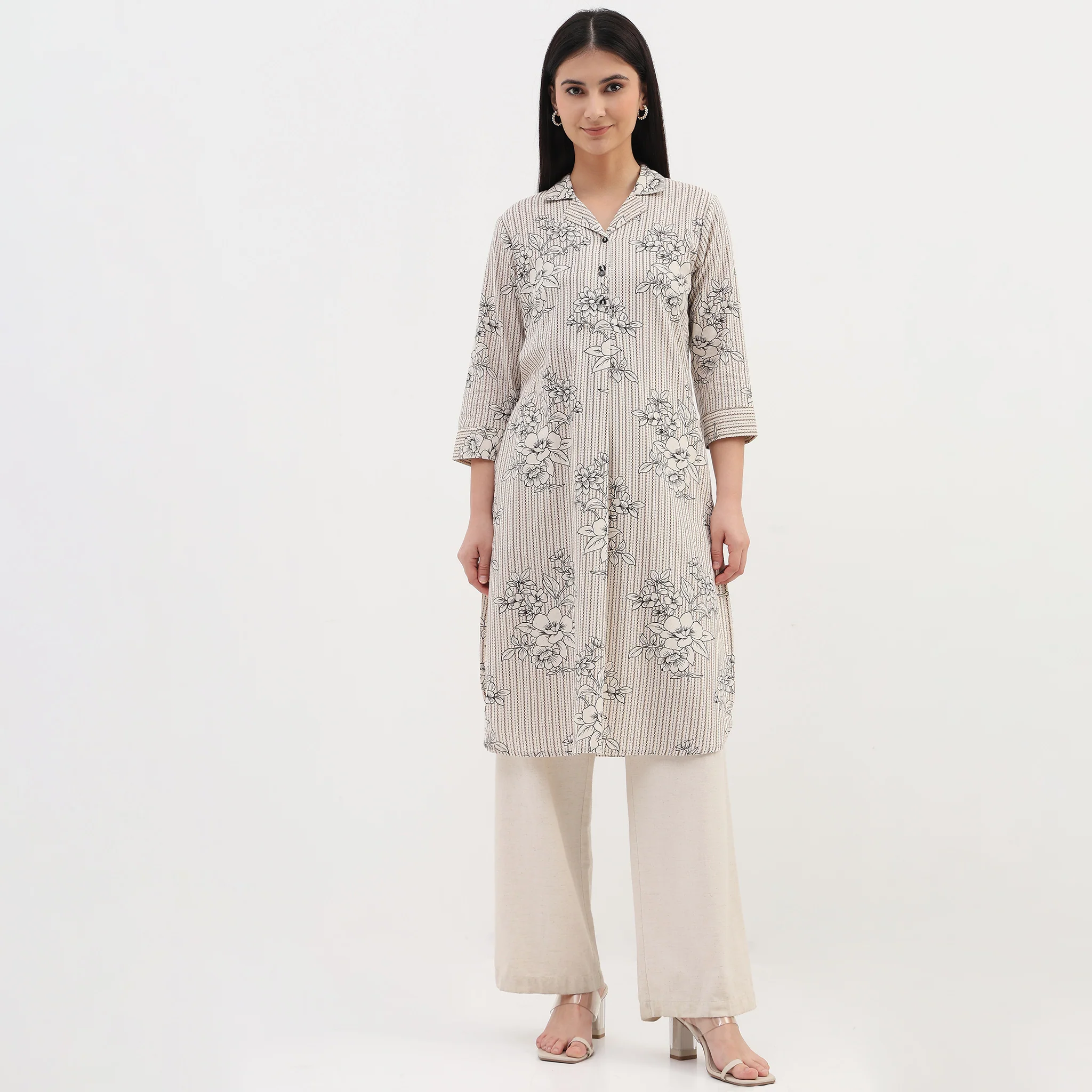 Woven Printed Straight Kurta - Image 2