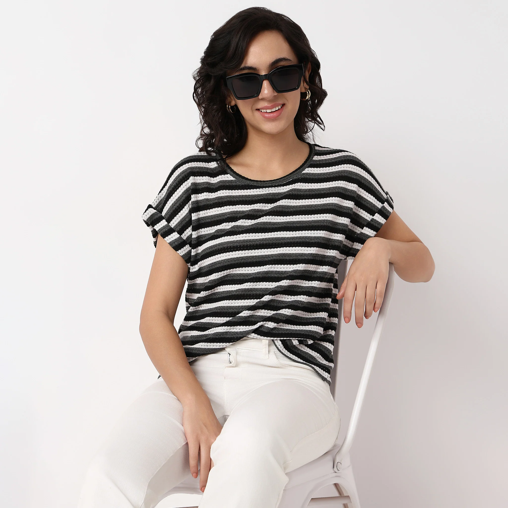 Striped Round Neck Top - Image 2