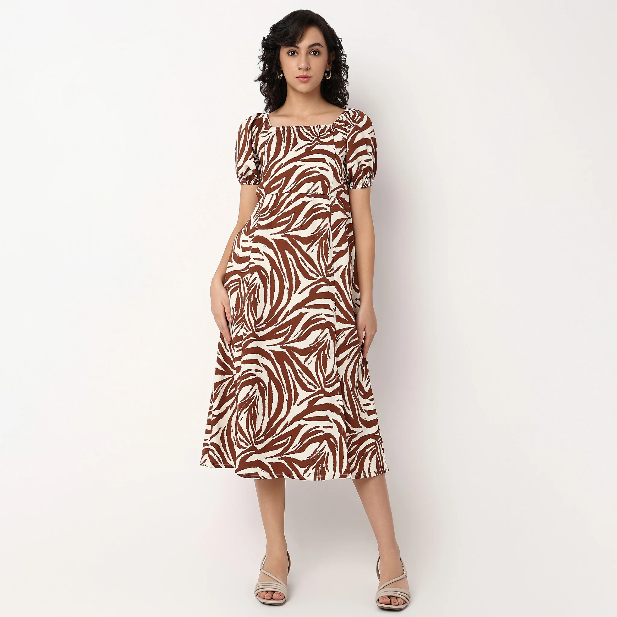 Zebra Print Square Neck Dress - Image 2