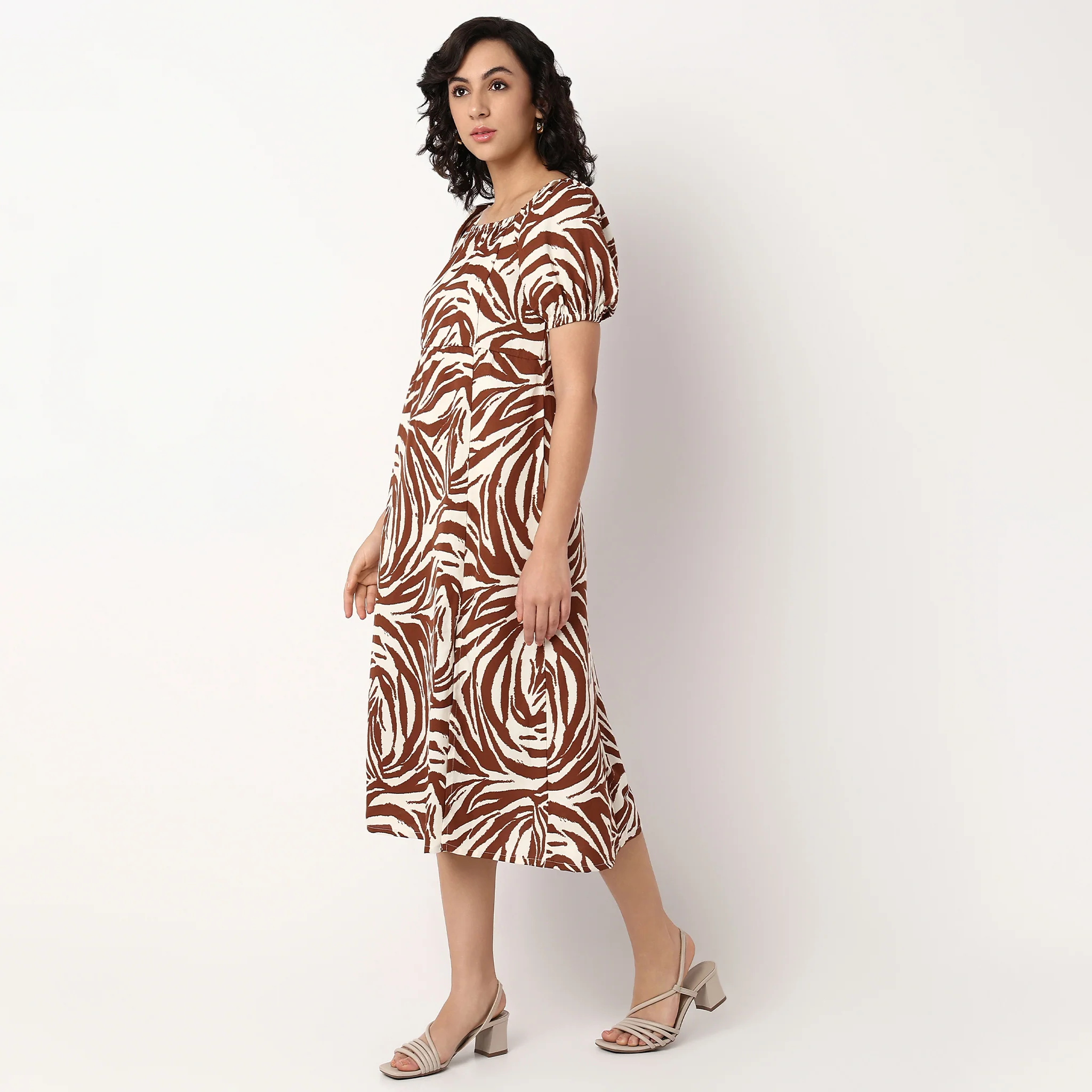 Zebra Print Square Neck Dress - Image 5